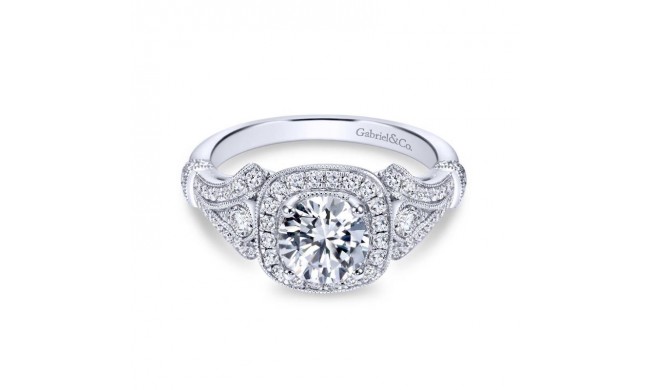 Gabriel & Co. 14k White Gold Victorian Vintage Engagement Ring