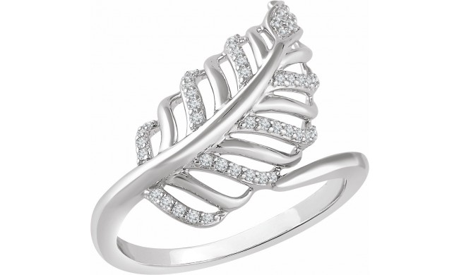 14K White 1/5 CTW Diamond Leaf Ring