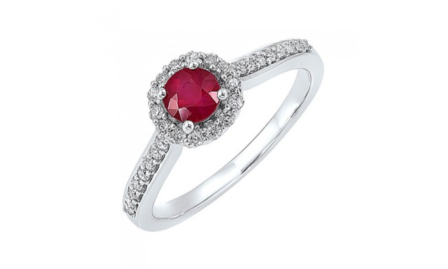 Gems One 14Kt White Gold Diamond (1/3Ctw) & Ruby (1/3 Ctw) Ring