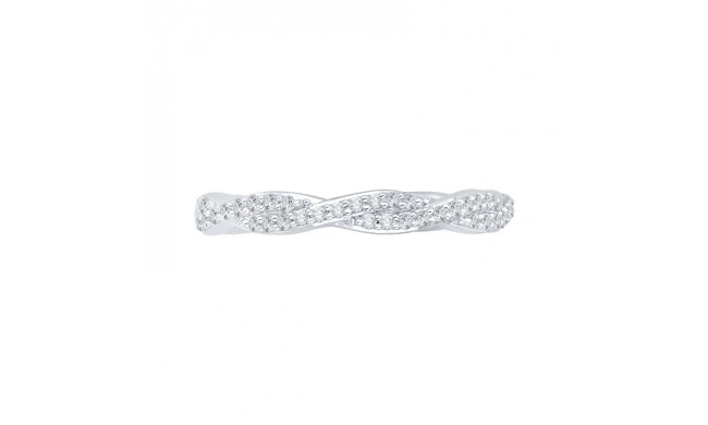 Shah Luxury 14K White Gold Round Diamond Criss-Cross Half-Eternity Wedding Band