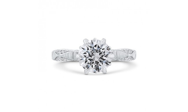 Shah Luxury Round Cut Diamond Engagement Ring In 14K White Gold (Semi-Mount)