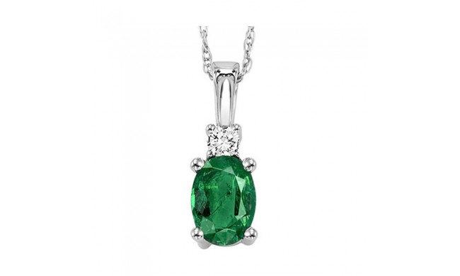 Gems One 14Kt White Gold Diamond (1/20Ctw) & Emerald (3/8 Ctw) Pendant