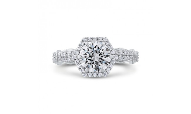 Shah Luxury Round Diamond Halo Vintage Engagement Ring In 14K White Gold (Semi-Mount)