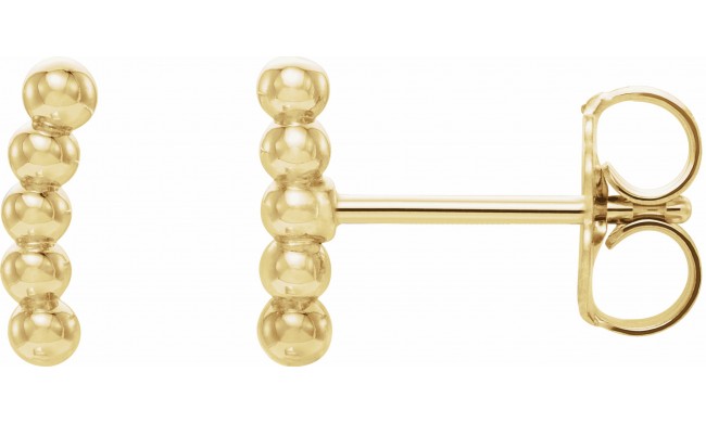 14K Yellow 8.3x1.9 mm Curved Beaded Earrings