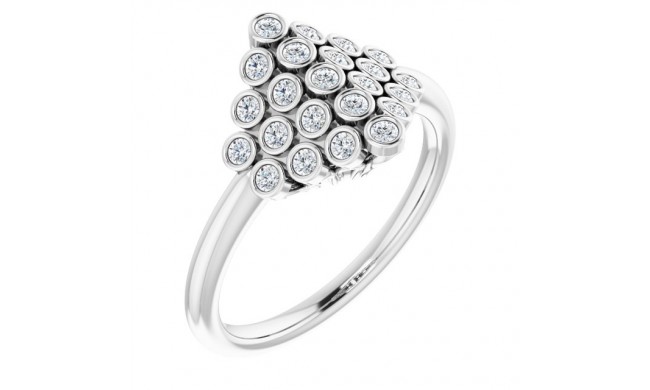 14K White 1/3 CTW Diamond Bezel-Set Cluster Ring