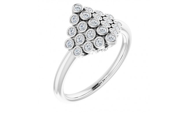 14K White 1/3 CTW Diamond Bezel-Set Cluster Ring