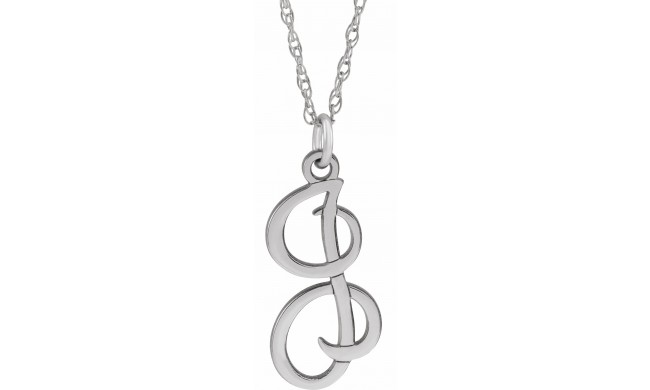 14K White Script Initial I 16-18 Necklace