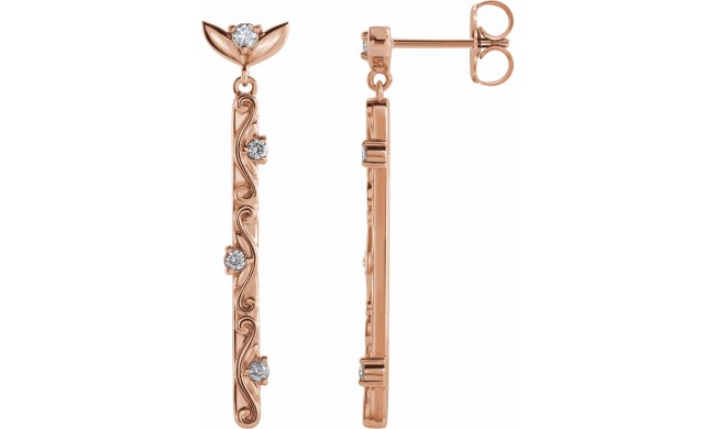 14K Rose 1/8 CTW Diamond Vintage-Inspired Dangle Earrings