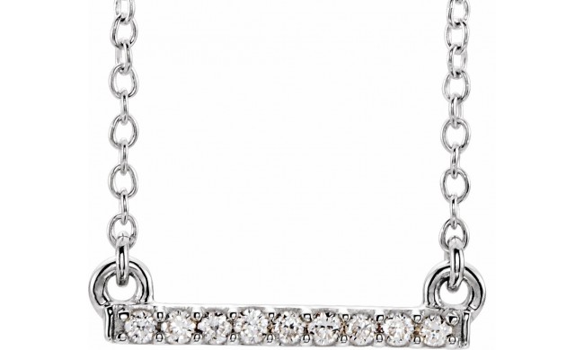 14K White .07 CTW Petite Diamond Bar 16-18 Necklace