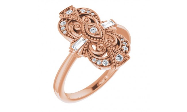 14K Rose 1/6 CTW Diamond Vintage-Inspired Ring