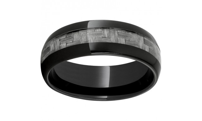 Black Diamond Ceramic Domed Band with 4mm Gray Carbon Fiber Inlay