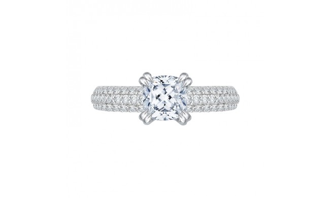 Shah Luxury 14K White Gold Cushion Cut Diamond Cathedral Style Engagement Ring with Euro Shank (Semi-Mount)