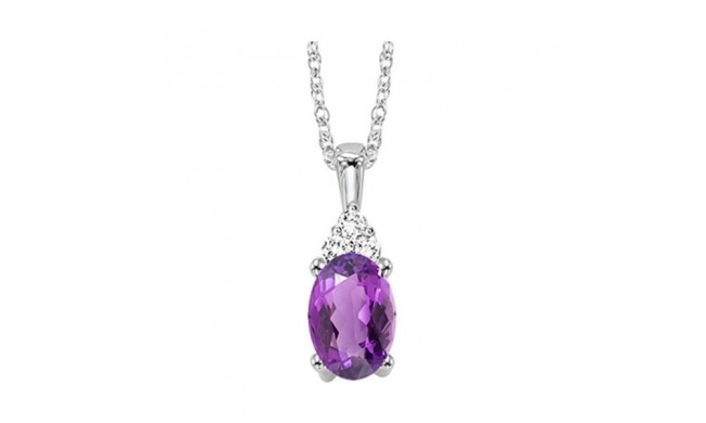 Gems One 10Kt White Gold Diamond (1/50Ctw) & Amethyst (1/2 Ctw) Pendant