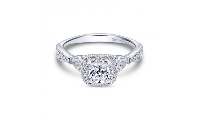 Gabriel & Co. 14k White Gold Victorian Halo Engagement Ring
