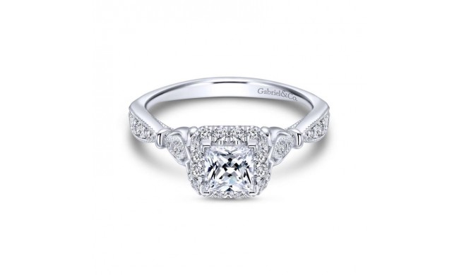 Gabriel & Co. 14k White Gold Victorian Halo Engagement Ring