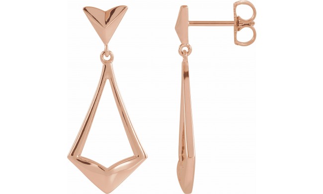 14K Rose Geometric Dangle Earrings with Backs