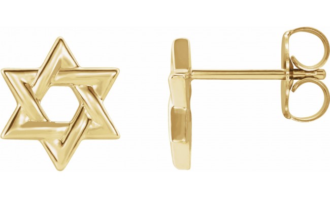 14K Yellow Star of David Earrings
