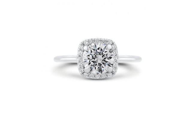 Shah Luxury 14K White Gold Round Diamond Halo Engagement Ring (Semi-Mount)