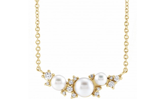 14K Yellow Akoya Cultured Pearl & .08 CTW Diamond 16 Necklace