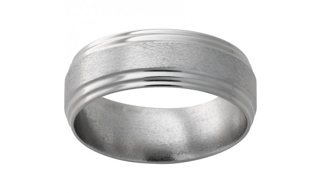 Titanium Flat Band with Double Grooved Edges and Stone Finish