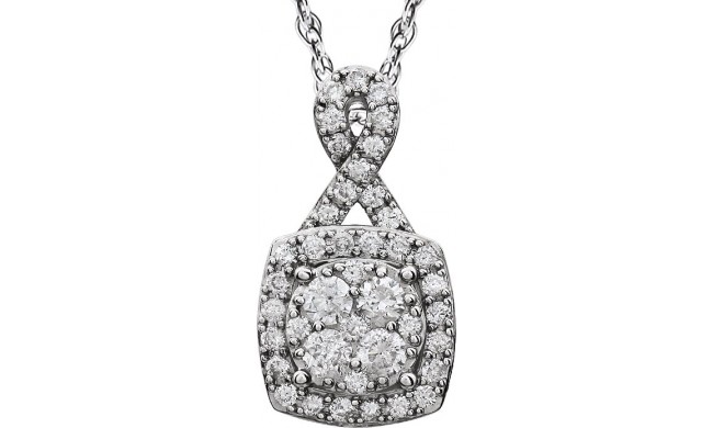 14K White 3/4 CTW Halo-Style Diamond 18 Necklace