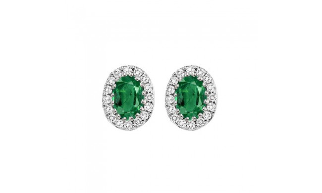 Gems One 14Kt White Gold Diamond (1/5Ctw) & Emerald (7/8 Ctw) Earring