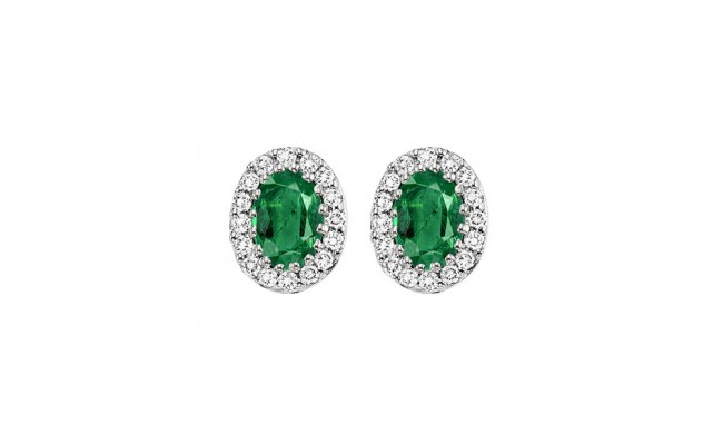 Gems One 14Kt White Gold Diamond (1/5Ctw) & Emerald (7/8 Ctw) Earring