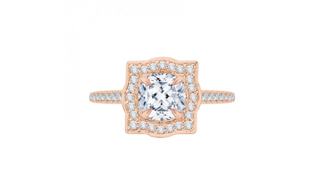 Shah Luxury 14K Rose Gold Cushion Cut Diamond Halo Vintage Engagement Ring (Semi-Mount)