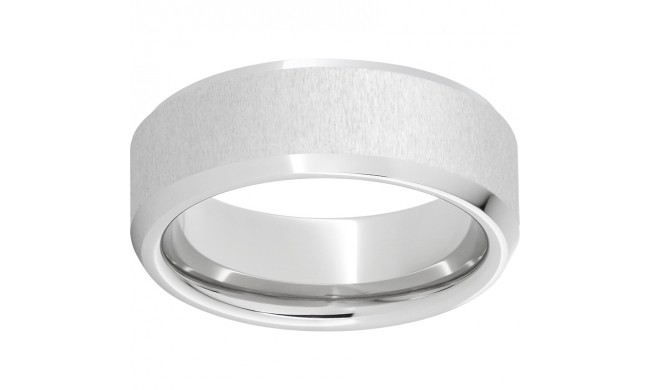 Serinium Beveled Edge Band with Cross-Satin Finish