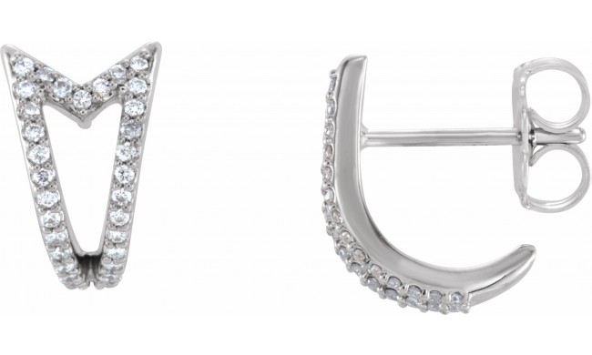 14K White 1/6 CTW Diamond Geometric J-Hoop Earrings