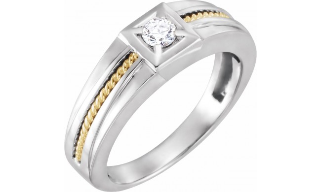 14K White/Yellow 1/4 CTW Diamond Rope Ring