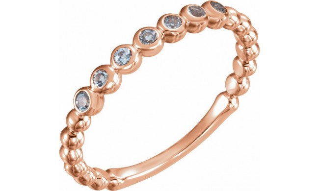 14K Rose Aquamarine Stackable Ring