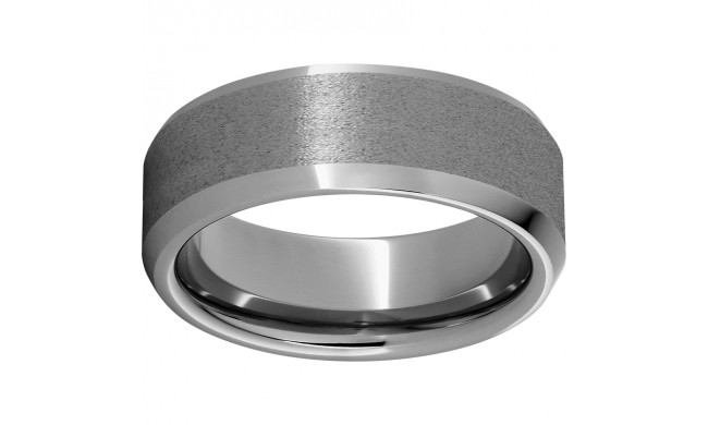 Rugged Tungsten  8mm Beveled Edge Band with Stone Finish