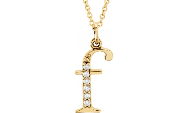 14K Yellow .03 CTW Diamond Lowercase Initial f 16 Necklace