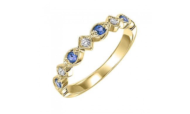 Gems One 14Kt Yellow Gold Diamond (1/20Ctw) & Sapphire (1/6 Ctw) Ring