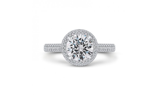 Shah Luxury 14K Two-Tone Gold Round Diamond Halo Engagement Ring (Semi-Mount)