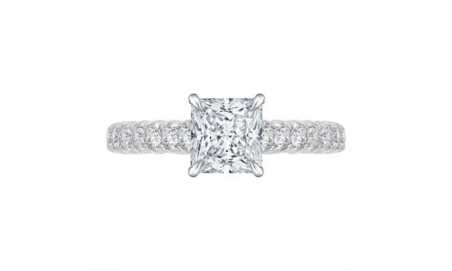Shah Luxury 14K White Gold Princess Cut Diamond Cathedral Style Engagement Ring (Semi-Mount)