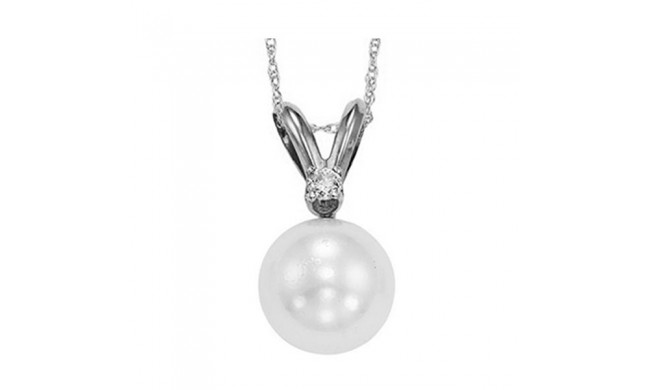 Gems One 14Kt White Gold Diamond (1/50Ctw) & Pearl (1/2 Ctw) Pendant