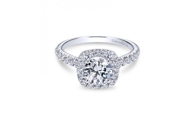 Gabriel & Co. 14k White Gold Contemporary Halo Engagement Ring