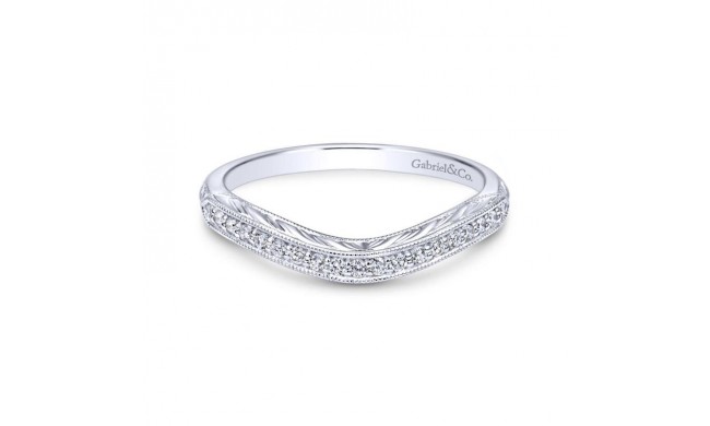 Gabriel & Co. 14k White Gold Victorian Curved Wedding Band