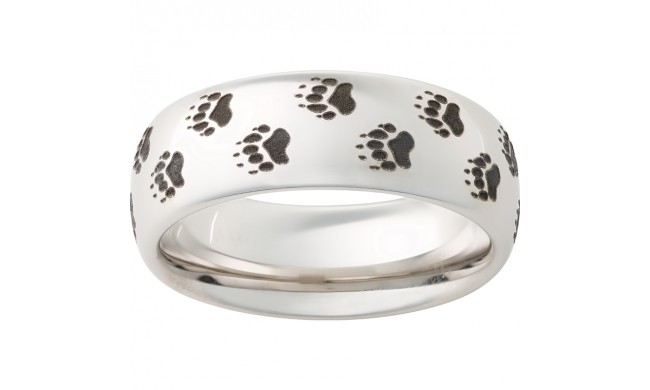 Serinium Domed Band with Bear Track Laser Engraving