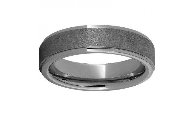 Rugged Tungsten  6mm Flat Grooved Edge Band with Sentinel Finish