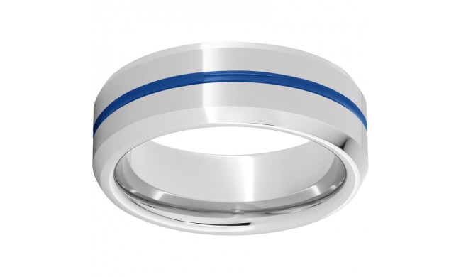 Serinium Beveled Edge Band with Thin Blue Line Inlay