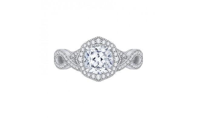 Shah Luxury 14K Two-Tone Gold Cushion Cut Diamond Halo Engagement Ring with Split Shank (Semi-Mount)
