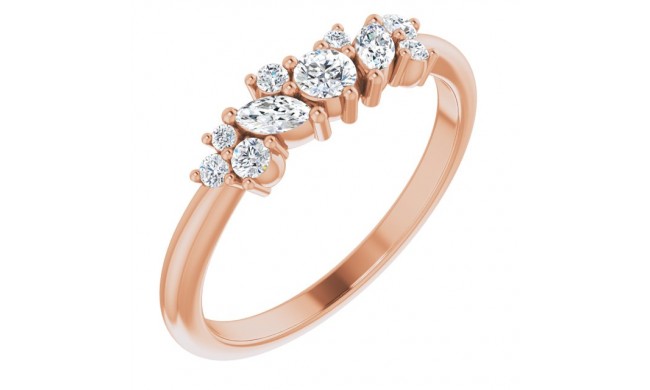 14K Rose 1/3 CTW Diamond Multi-Shape Ring