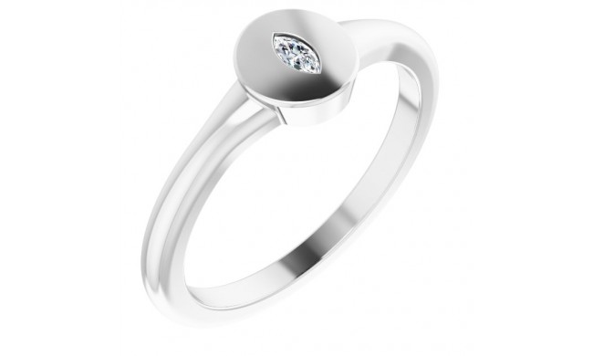 14K White .05 CT Diamond Signet Ring