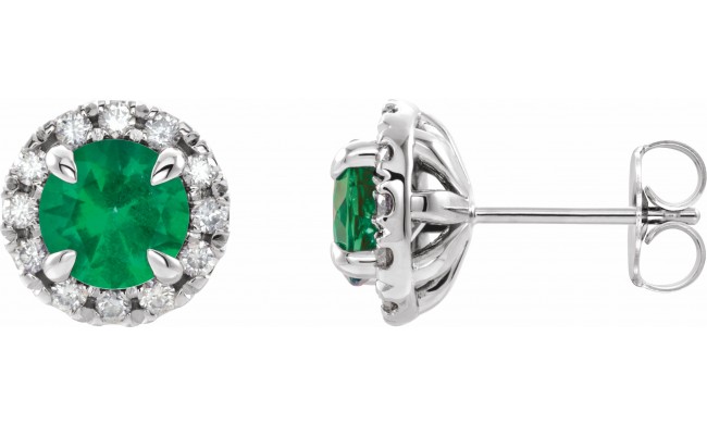 14K White Emerald & 1/5 CTW Diamond Earrings