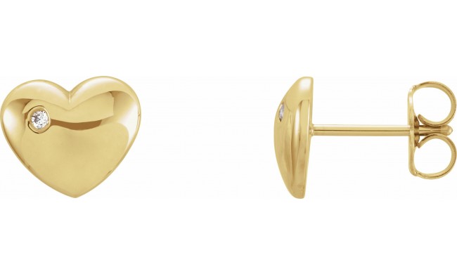 14K Yellow .02 CTW Diamond Heart Earrings