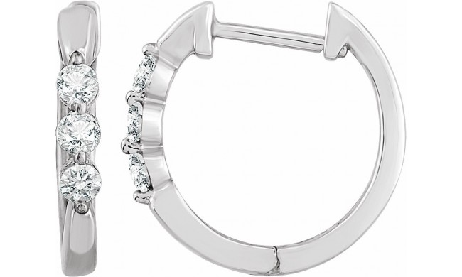 14K White 1/4 CTW Diamond Hoop Earrings