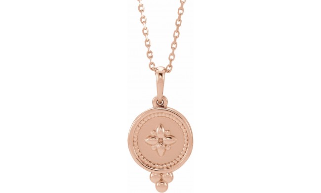 14K Rose Beaded Disc 16-18 Necklace